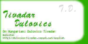 tivadar dulovics business card